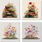 Paint By Numbers Flower Kit for Adults – 4 Pack Framed 8x8 Inch DIY Acrylic Paint by Numbers Canvas Set, Beginner-Friendly Floral Wall Art Painting Kit with Frame for Home Decor & Gift